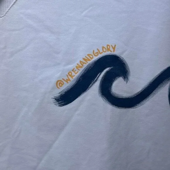 Wren + Glory Beach Time Hand Painted Pullover Sweatshirt NEW W/ TAG Ivory - Picture 5 of 7